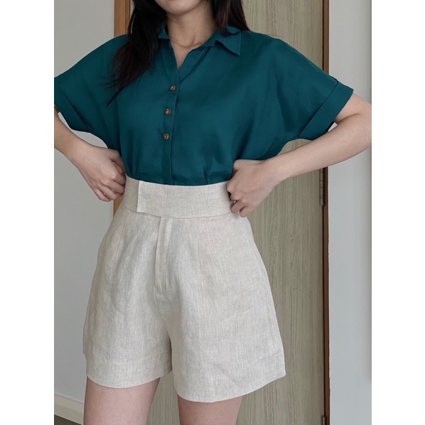 SHU SHI - Sơ Mi Tay Lỡ Cúc Gỗ Linen Premium ( ảnh chính chủ )