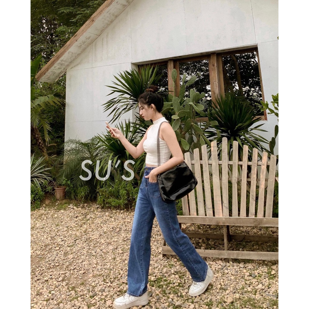 Quần jeans culottes ống suông 2 túi trước Q395 SUSTORE