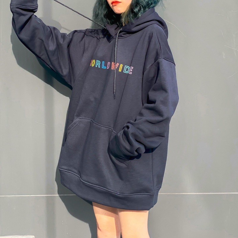 Áo khoác nỉ form rộng WORLDWIDE ulzzang (Ảnh Thật)