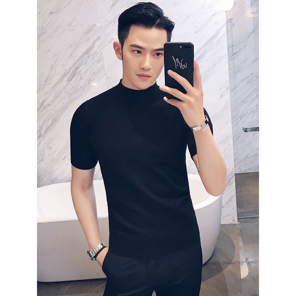 Áo Thun Tay Ngắn Cổ Lọ Thời Trang Dành Cho Nam