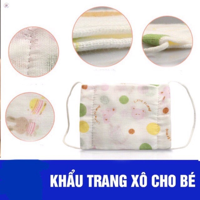 Khẩu trang trẻ em 3 lớp vải hoa Nhật siêu mềm mịn chống bụi cho bé từ 1-4 tuổi