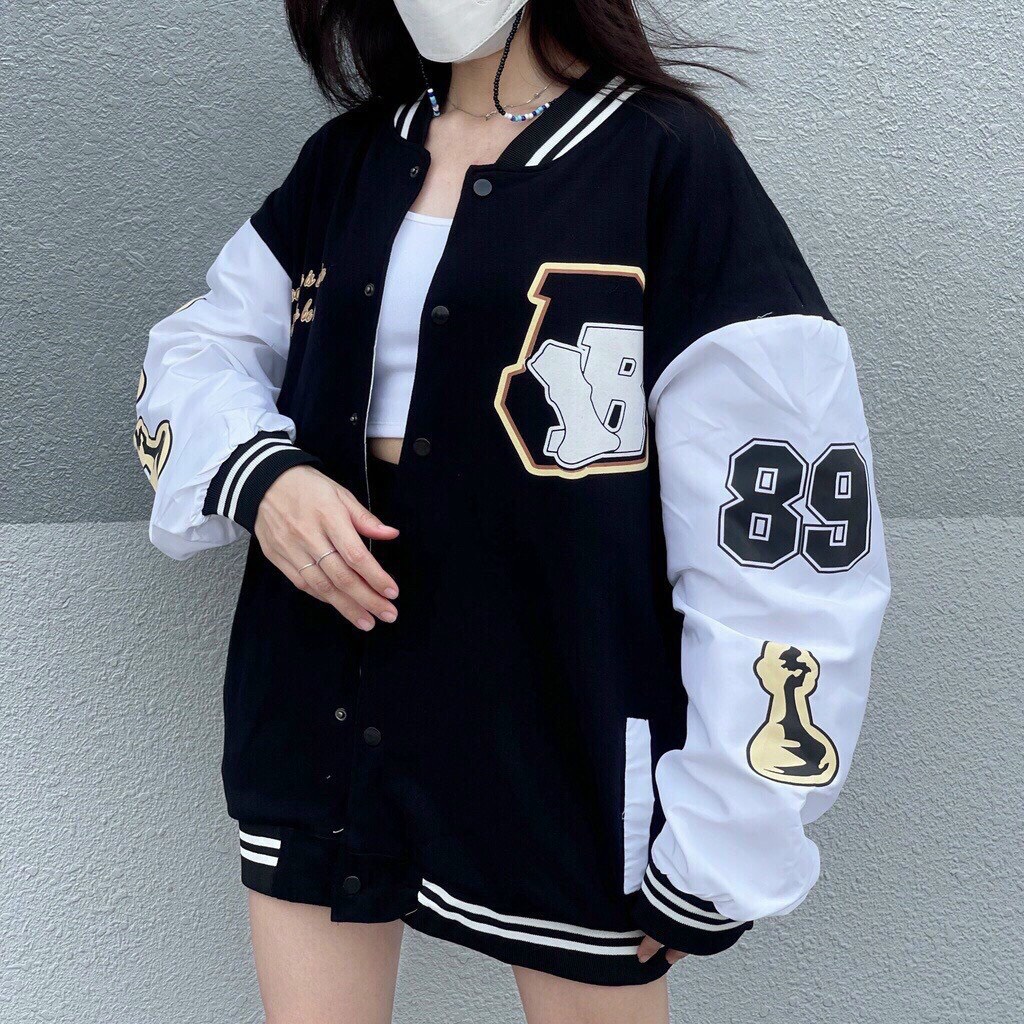 Áo khoác dù BOMBER màu đen GAMBIT 89 CHỮ 2 lớp sang chảnh LOCAL BRAND UNISEX FORM RỘNG.