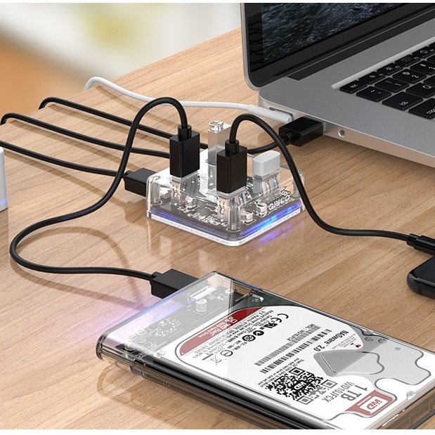 Bộ chia HUB hãng Orico | Glowy 4 cổng USB 3.0 - Hàng Chính Hãng - Bảo hành 1 năm !!!