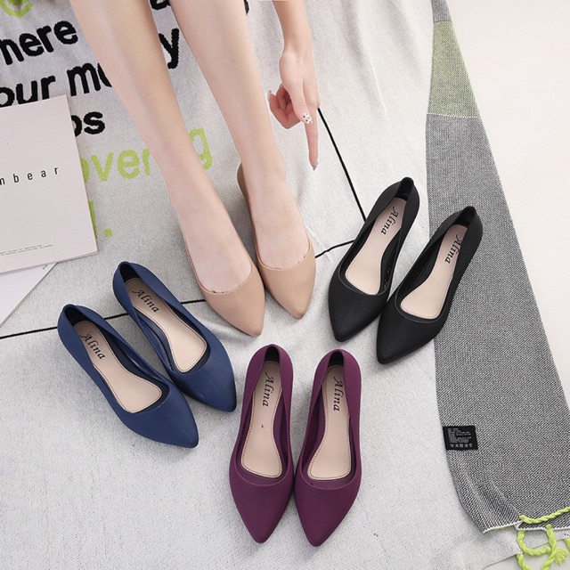 Giày búp bê mũi nhọn nhựa dẻo G18