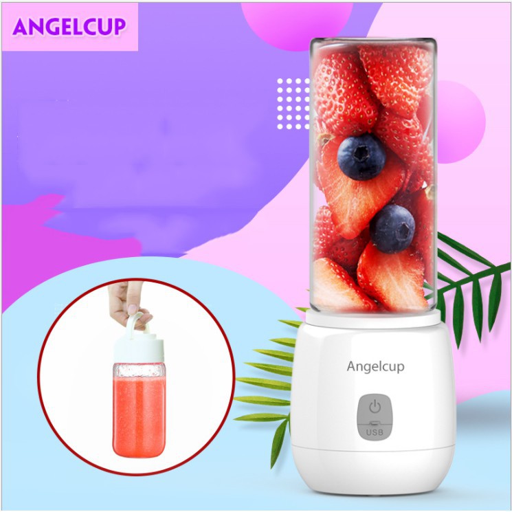 [6 Lưỡi] Máy Xay Sinh Tố Thủy Tinh Cầm Tay Anglecup Kèm Dây Sạc Siêu Tiện Lợi