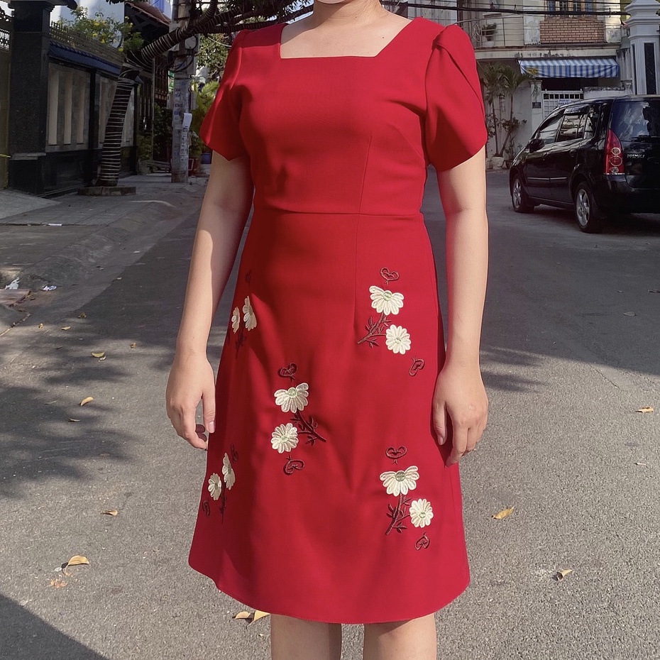 Đầm Trung Niên Cao Cấp [Miu021] BIGSIZE - Thiết kế trẻ trung sang trọng chất liệu dày dặn thoáng mát, thêu hoa xinh