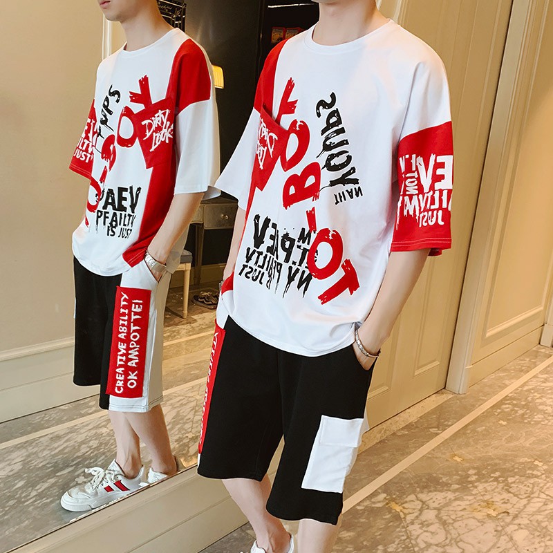 Bộ Quần Áo Thun Nam Thể Thao Mùa Hè Ngắn Tay TO – BOY Phối Quần Shorts Họa Tiết Chữ ZENKODLMEN SET NAM 9000033C3