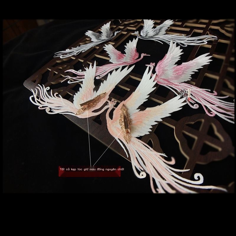[Aishang Trang Sức Đẹp] Kẹp Tóc Hình Chim Phượng Hoàng Siêu Cổ Tích {Phoenix.}Phụ Kiện Kẹp Tóc Hán Phục Cổ Điển Thêu Họa Tiết Hoa Và Chim Hạc Độc Đáo