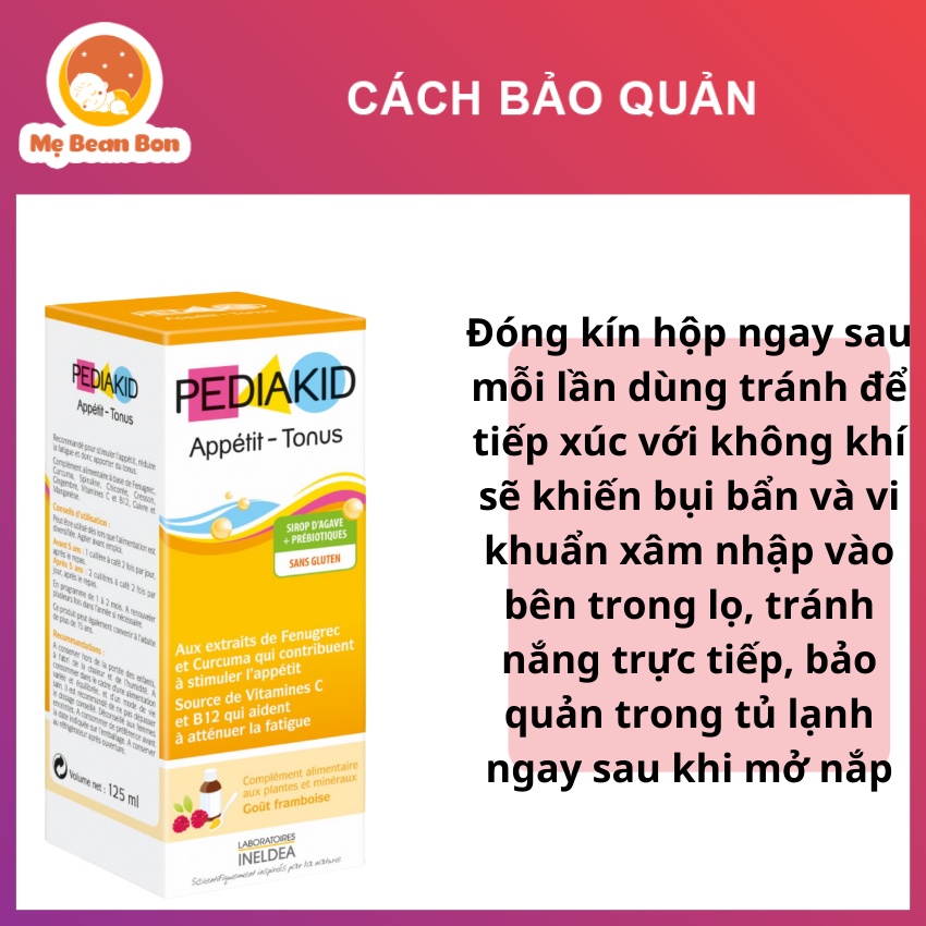 Vitamin cho bé Pediakid Appétit Tonus Pháp 125ml giúp bé ăn ngon cho trẻ 6 tháng tuổi trở lên hay biếng ăn - mẹ bean bon