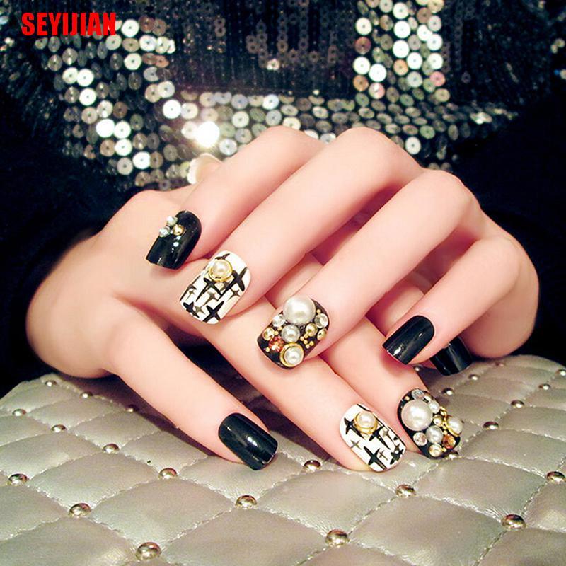 Set 24 Móng Tay Giả Bằng Acrylic Toàn Diện Phong Cách Pháp