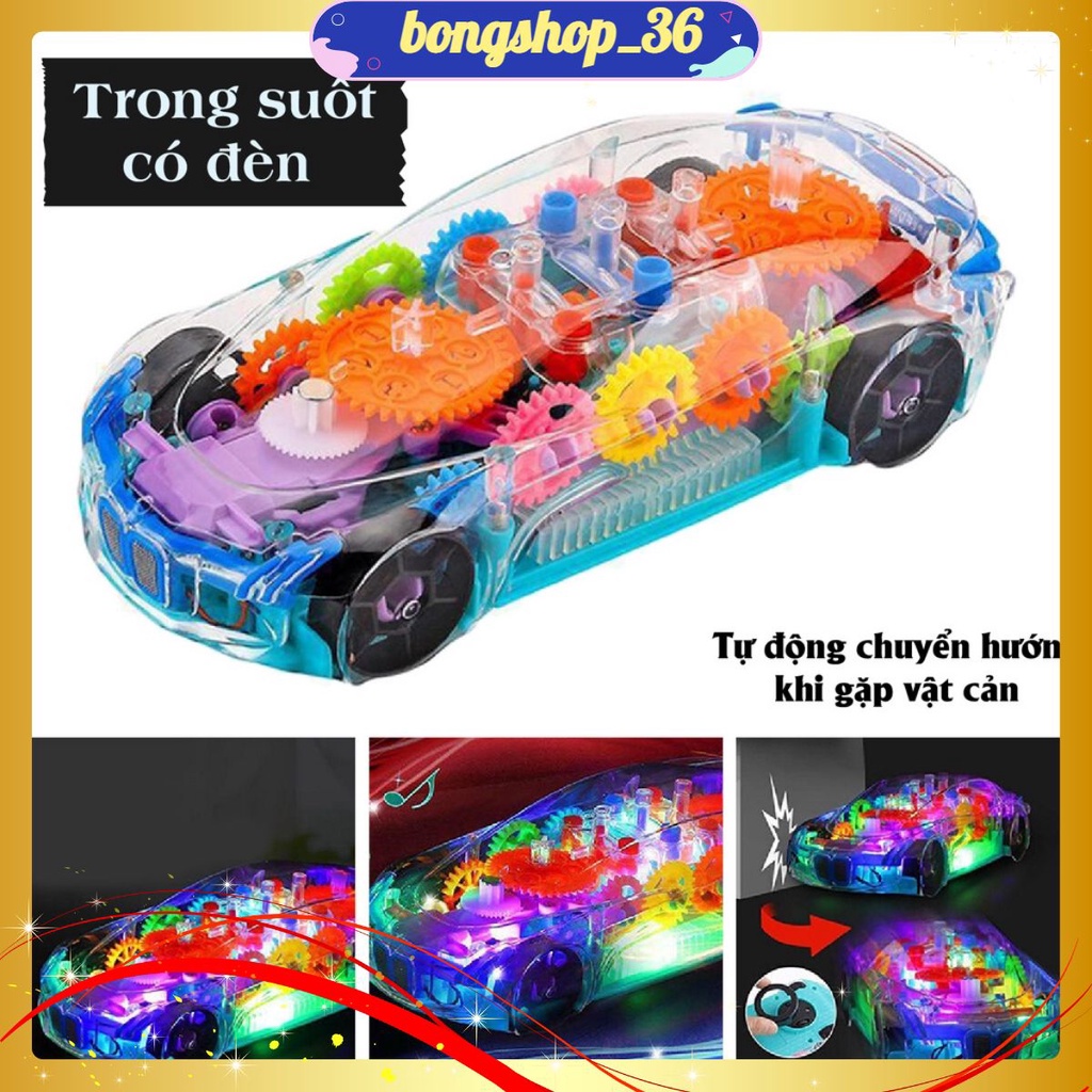 Đồ Chơi Ô Tô Phát Sáng, Xe Đua Ánh Sáng, Ô Tô Trong Suốt Có Nhạc Có Đèn Cho Bé