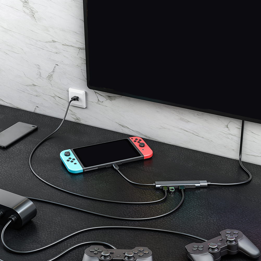 Đế Sạc Nhanh Ms 5 Trong 1 60w Usb 3.0 / Pd / 4k Hdmi-Comp