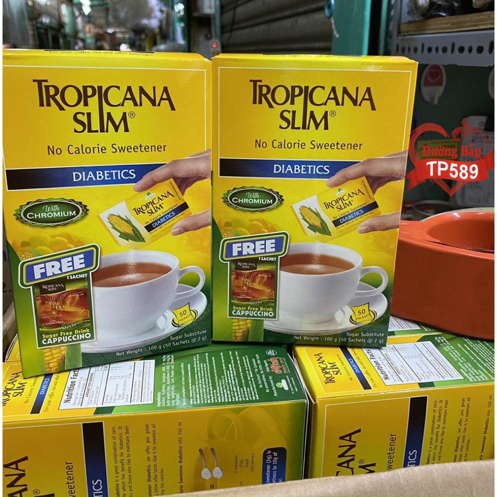 COMBO 3 HỘP ĐƯỜNG BẮP ĂN KIÊNG/ ĐƯỜNG ĂN KIÊNG TROPICANA SLIM DIABETICS - hộp 100gr ( 50 gói x 2gr )