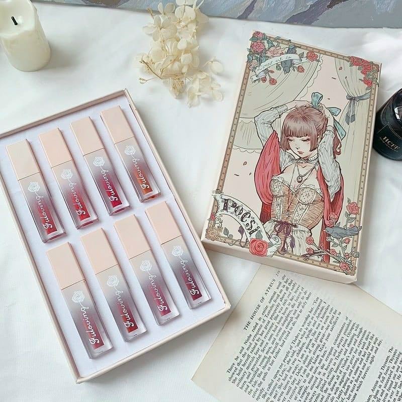 Set Son kem Poesi Tiểu Thư 8 cây Siêu Lì ( Kèm Hộp đựng Cực Xinh )