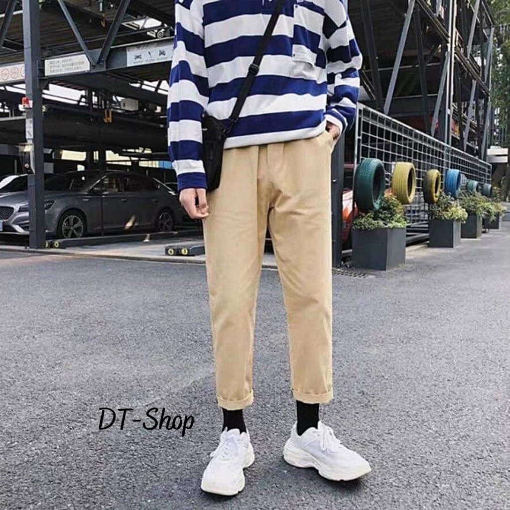 Quần Baggy Chất Kaki Trơn Nam Nữ Ống Suông Unisex co giãn trẻ trung năng động