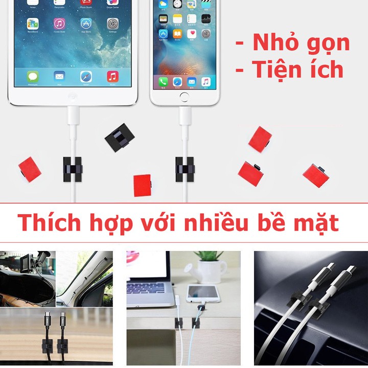 Clips nẹp kẹp dây cáp điện tiện dụng cho xe ô tô, văn phòng và nhà ở có sẵn keo 3M