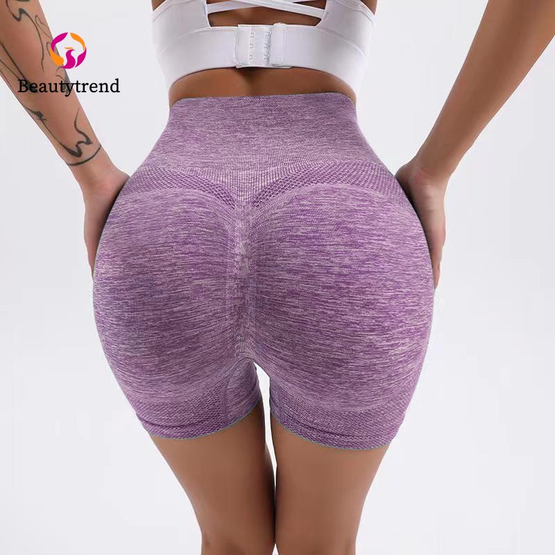 Quần short ôm sát lưng cao không đường may cho nữ tập thể thao