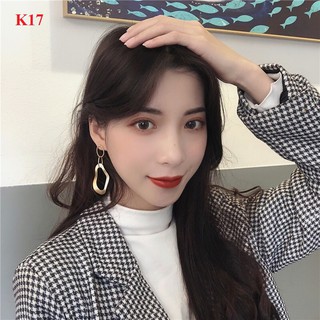 Khuyên tai nữ mạ bạc 925 hình học dài tiểu thư k17 Mayconner