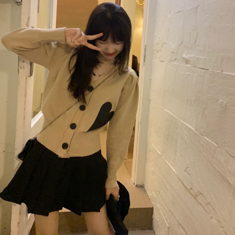 Áo sweater dệt kim tay dài cổ chữ v dáng rộng phong cách thời trang hàn quốc