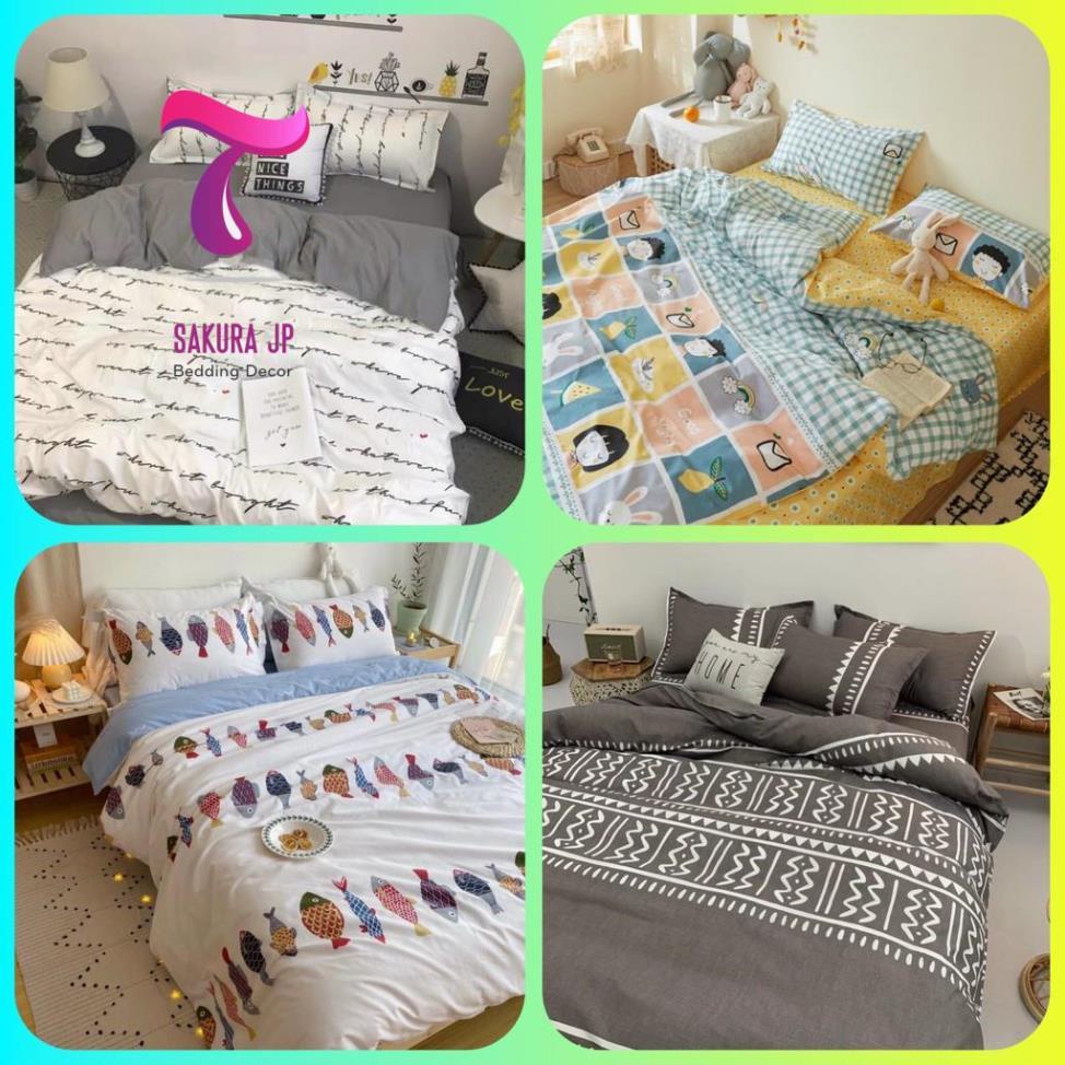 Bộ chăn ga gối Cotton Poly chăn ga Hàn Quốc heo hồng, gấu hồng đáng yêu đủ size miễn phí bo chun