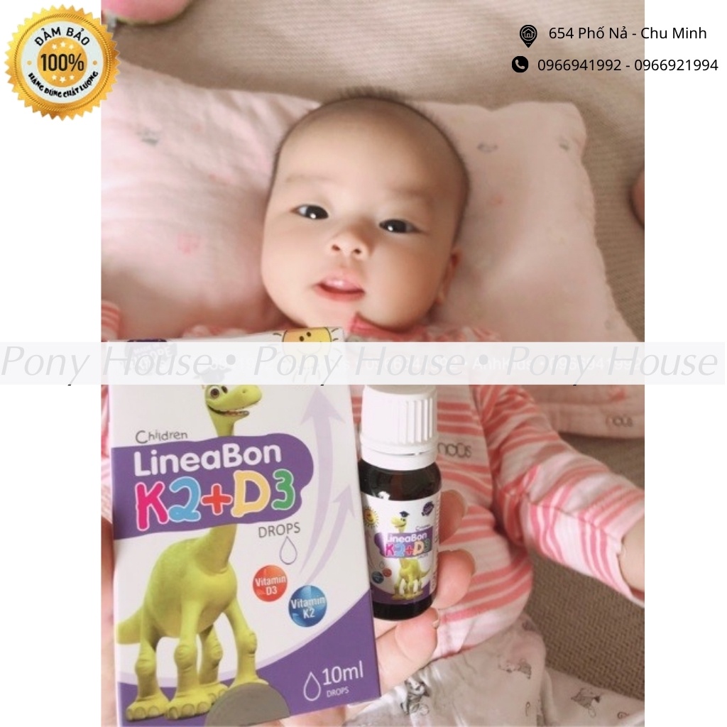 Vitamin D3 K2 Lineabon Drops Chứa MK7 cho bé tăng hấp thu Canxi, chắc khỏe xương, răng Dùng cho bé từ sơ sinh Chính Hãng