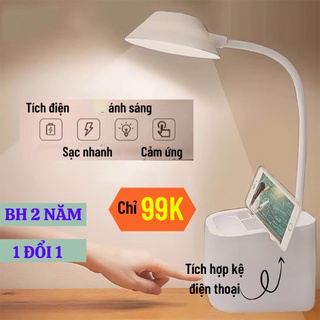 Đèn học chống cận cho bé, đèn học làm việc kèm ống bút tích điện tốt bin.home