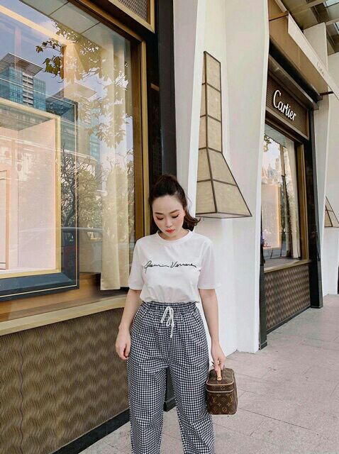 BỘ MẶC NHÀ ÁO THUN QUẦN KẺ CARO SIÊU RẺ