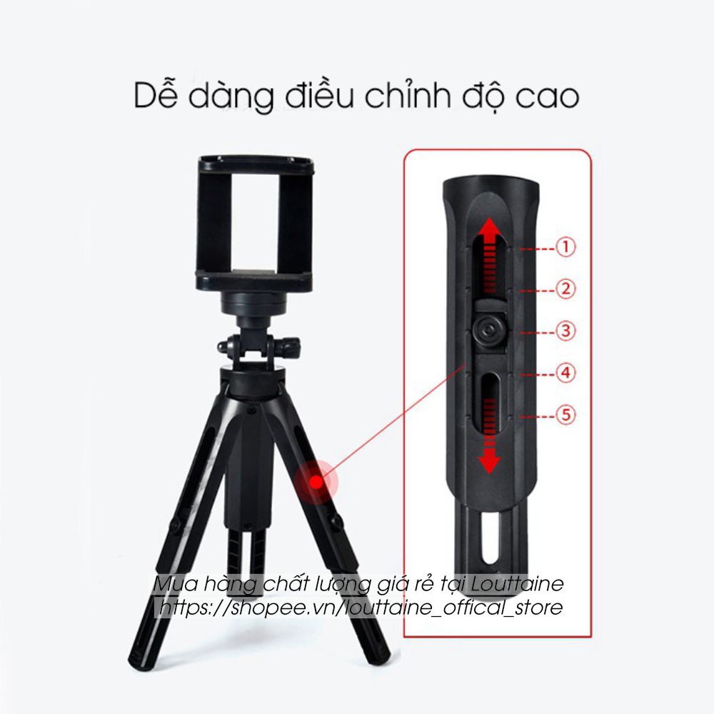 Tripod điện thoại hỗ trợ chụp ảnh livestream quay video, xoay nhiều góc độ tiện lợi, tripod mini thông minh