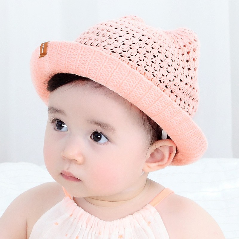 Nón đan rơm vàng rộng mềm mại thời trang cho bé