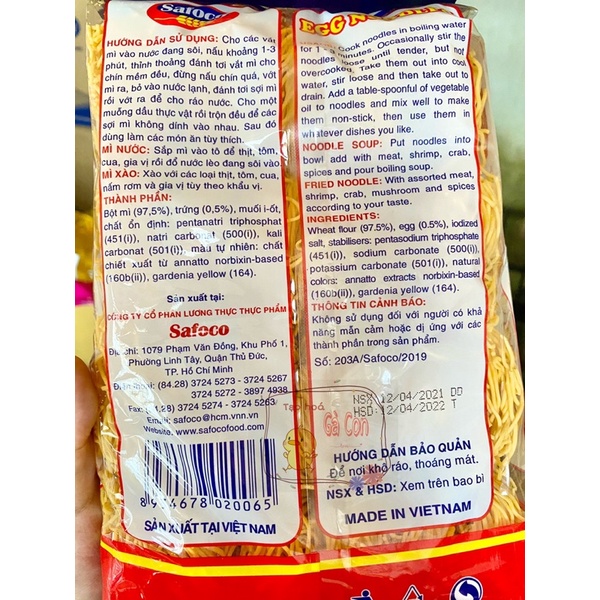 Mì trứng Safoco 500g sợi nhỏ