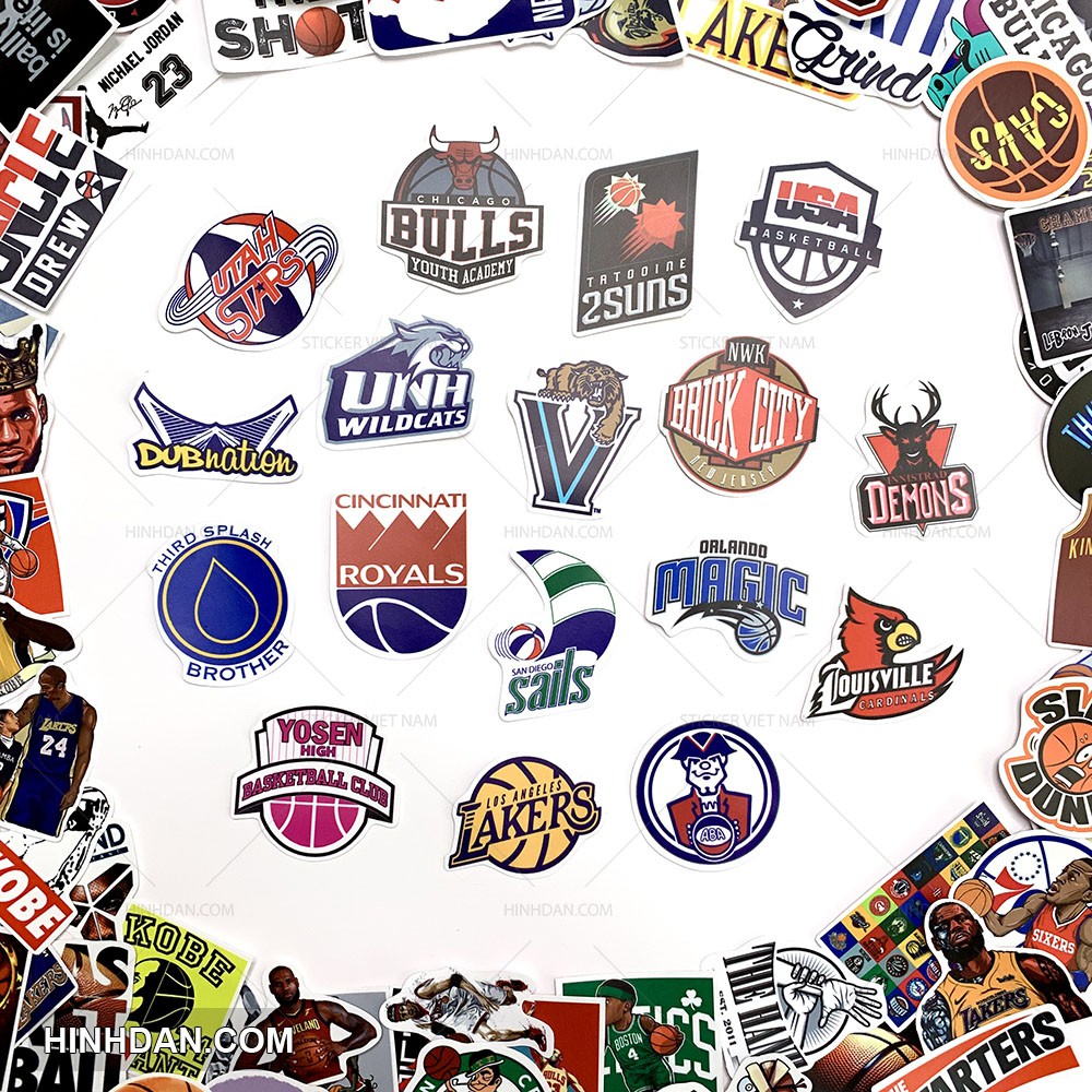 NBA Stickers - Hình dán Bóng Rổ - Chất liệu PVC cao cấp chống nước - Kích thước 4-7cm - Sticker Việt Nam