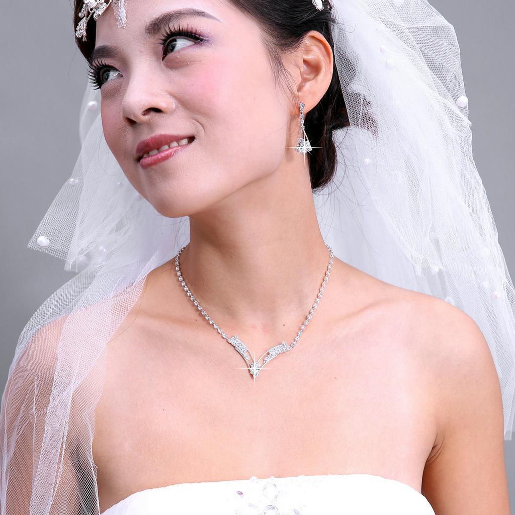 Bộ Vòng cổ + Bông Tai Đính Pha Lê Cho Nữ