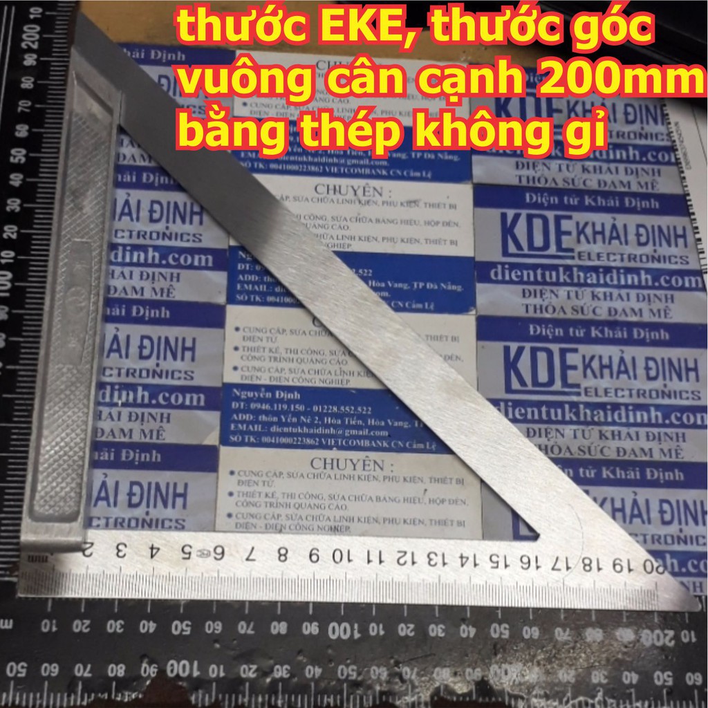 thước EKE, thước góc vuông cân cạnh 150mm/ 200mm bằng thép không gỉ. kde5763