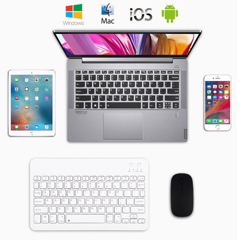 Bàn phím Bluetooth không dây mini cho Ipad Apple Iphone điện thoại / máy tính bảng Android Windows IOS 7" 8" 9 "10"