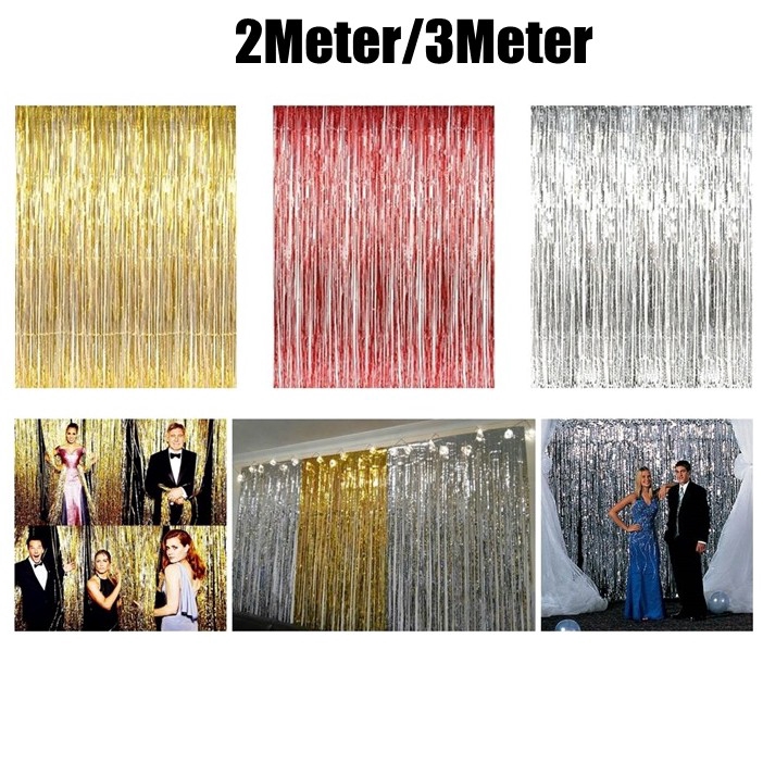 Rèm ánh kim phối tua rua nhiều màu sắc