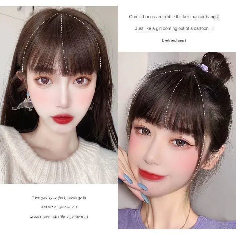 Bộ Tóc Giả Ngắn Mái Ngang Nhuộm Màu Vàng Bạch Kim