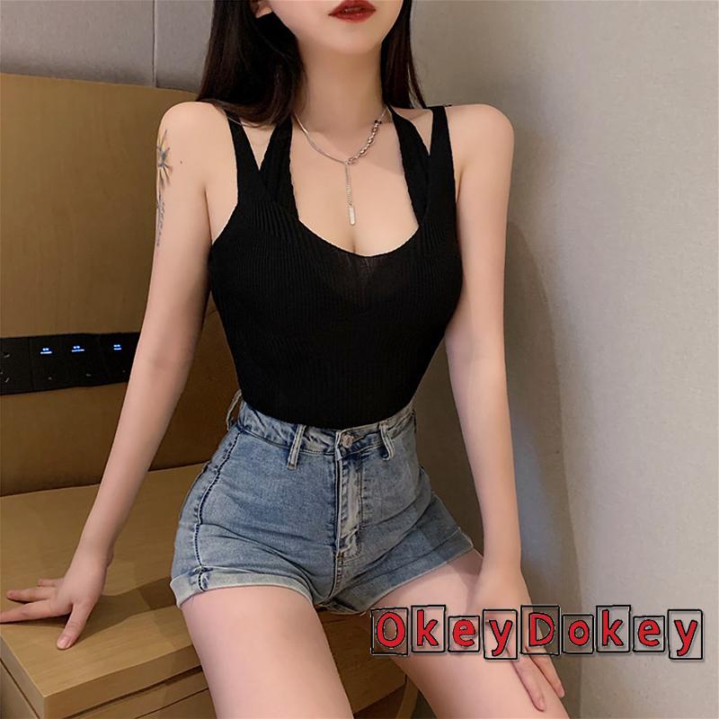 Áo Dệt Kim Hai Dây Màu Sắc Thời Trang Mùa Hè Cho Nữ