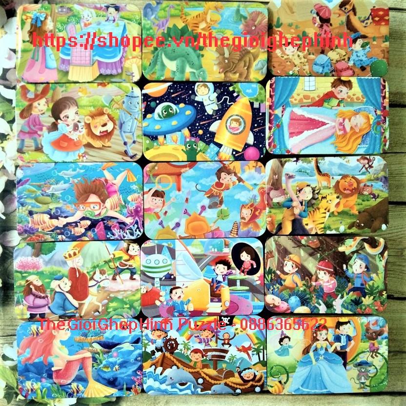 Ghép hình Puzzle 200 mảnh hộp sắt 15 mẫu siêu đẹp - ảnh chụp thật