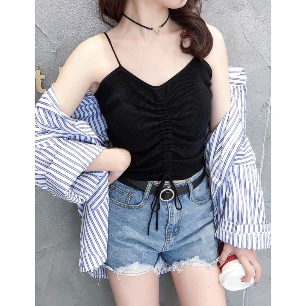 Áo Kiểu Nữ 2 Dây Rút Eo Thời Trang OHS14