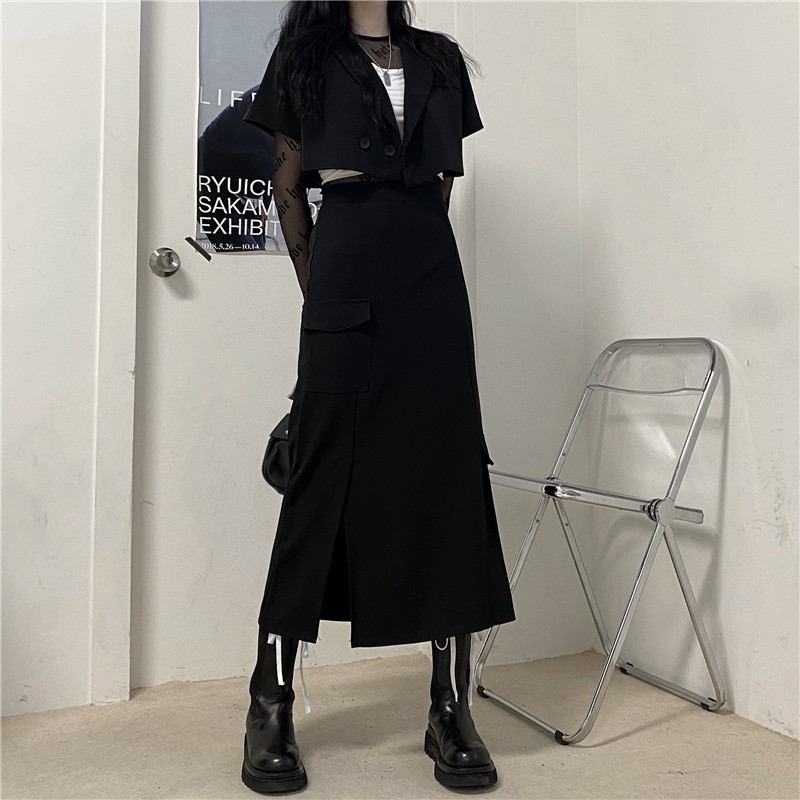 Chân váy chữ A dáng dài trung bình eo cao thời trang Hàn Quốc cá tính | BigBuy360 - bigbuy360.vn