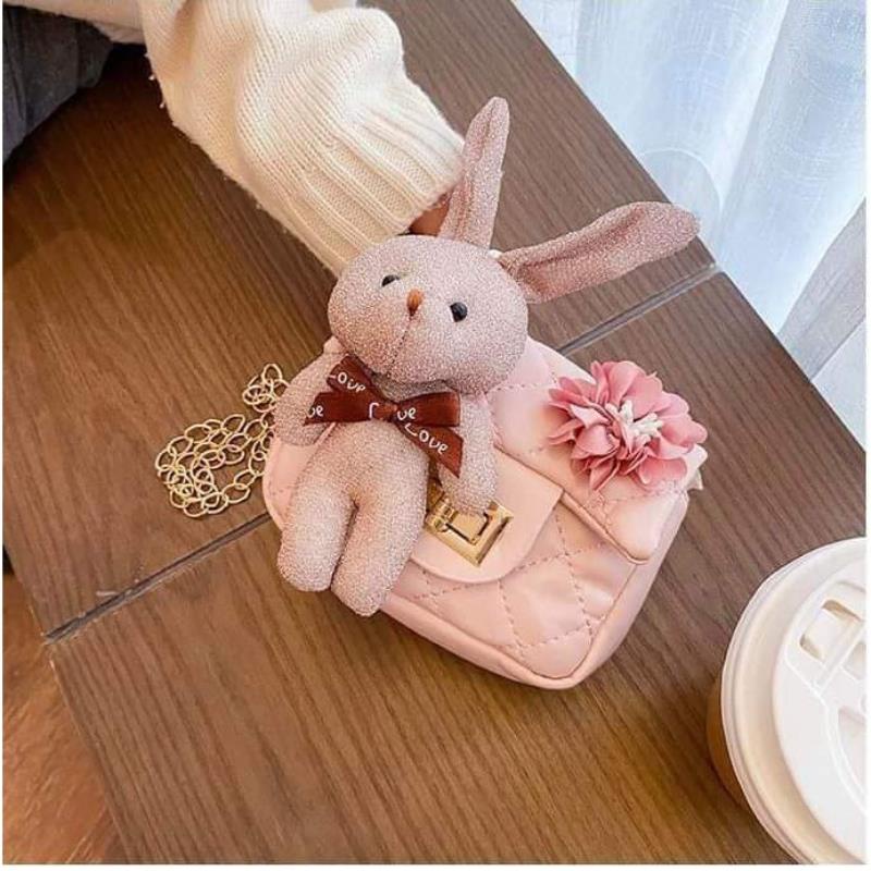 Túi đeo chéo túi xách thời trang mini cho bé gái phong cách Hàn Quốc dây xích siêu bền kèm gấu JIMADO SA890