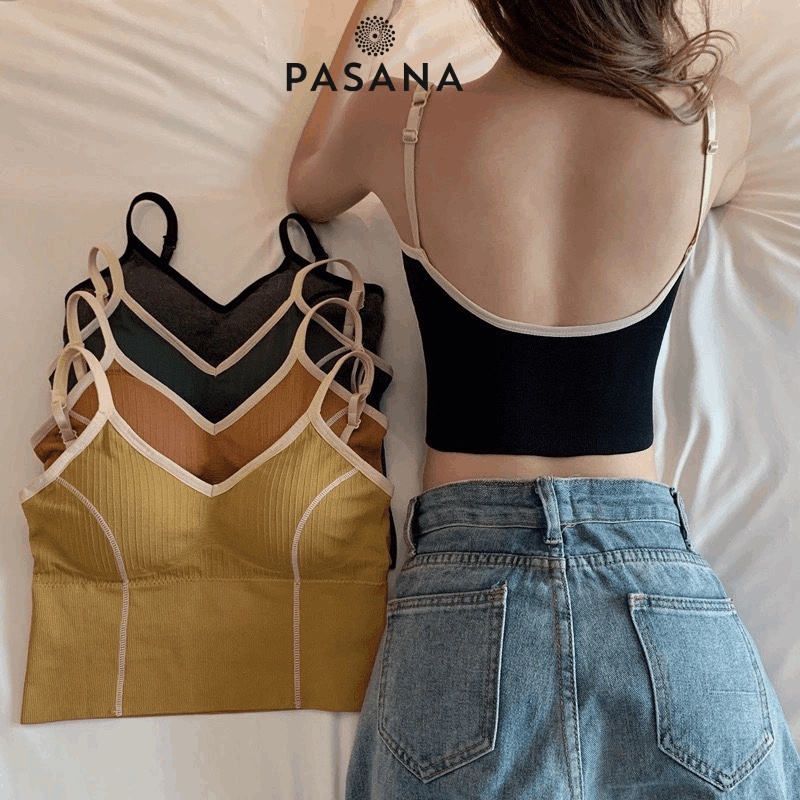 [Xả - dọn kho] Áo bra nữ áo lót len tăm hở lưng kiểu dáng thể thao trẻ trung PASANA0061