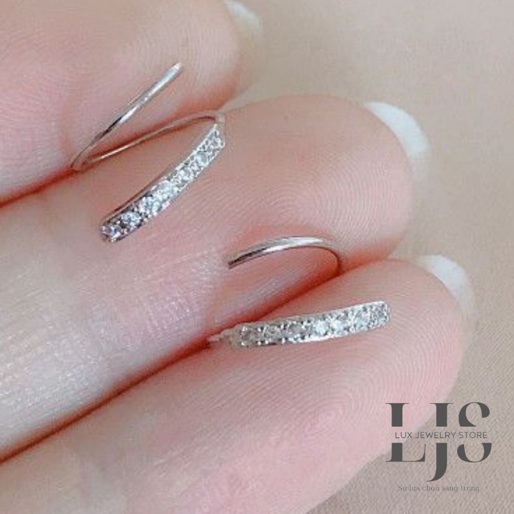 Khuyên tai mạ bạc không gỉ Lux Jewelry, bông tai kiểu xoắn đính đá giá rẻ - LUX773