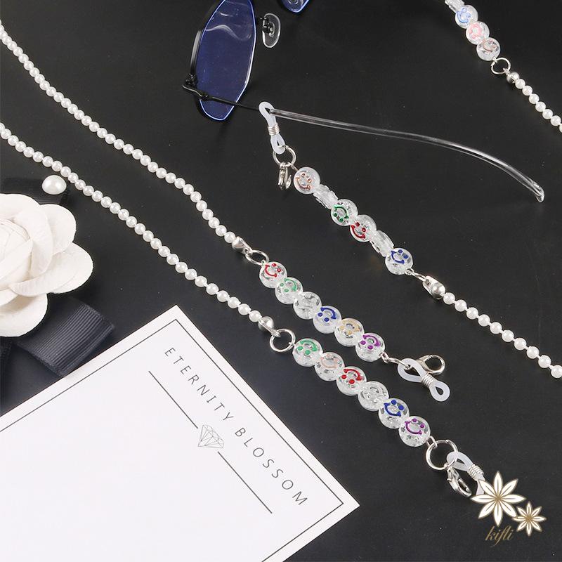 【kifli】Kính acrylic trong suốt / dây đeo mặt nạ có hoa, trang trí trái tim