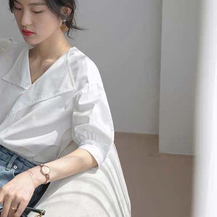 Áo Sơ Mi Tay Ngắn Dáng Rộng Phong Cách Pháp Cổ Điển Thời Trang Mùa Hè Cho Nữ