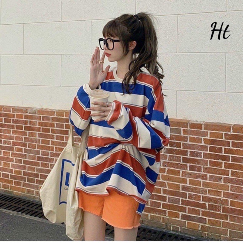 ❤️❤️❤️- Áo kẻ màu dáng thụng HT12 -Vải xịn ^