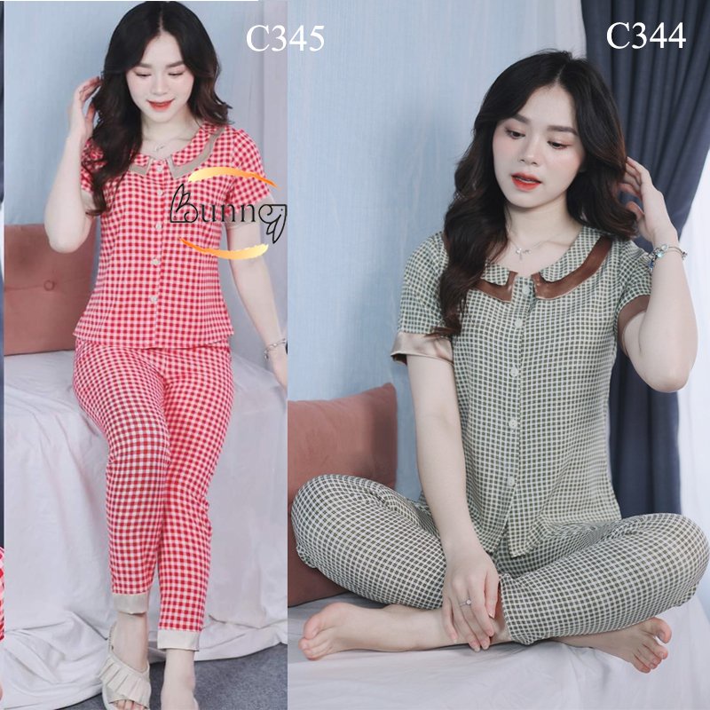 [Bunny] ĐỒ BỘ NỮ, QUẦN ÁO BỘ MẶC NHÀ MẪU BI HỒNG CỔ 4 LÁ DỄ THƯƠNG