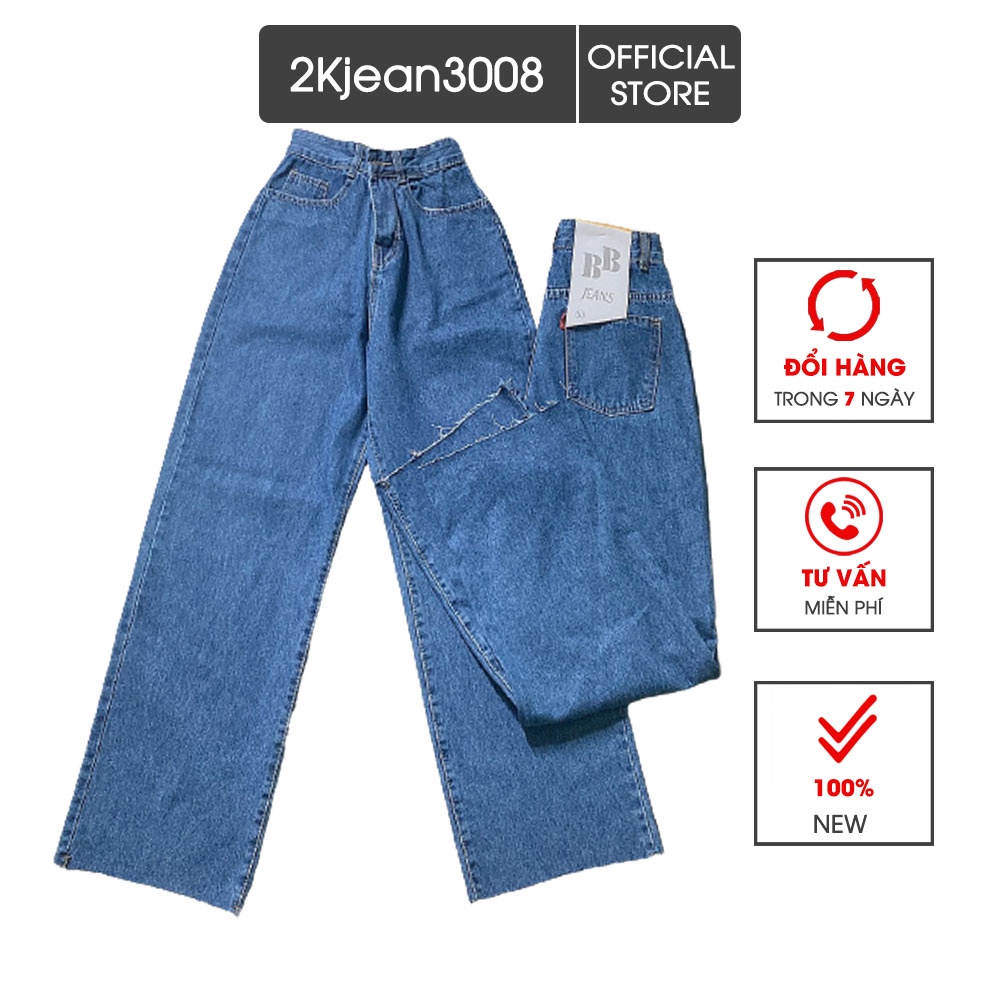 Quần jean baggy nữ ống rộng lưng cao kiểu quần baggy bò suông rộng hàng VNXK bigsize MS110 2KJean