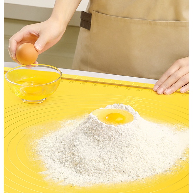 Thảm nhào bột chống dính làm bánh Silicone 3 món màu vàng