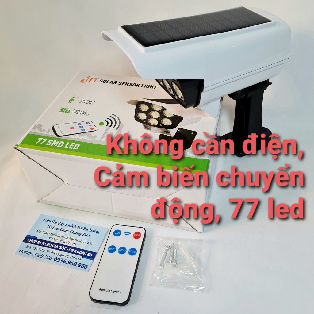 RẺ VÔ ĐỊCH - Đèn Năng Lượng Mặt Trời 2 Trong 1 Chống Thấm Nước 77 Led  Gắn Tường Giả Camera An Ninh Bảo Hành 12 Tháng